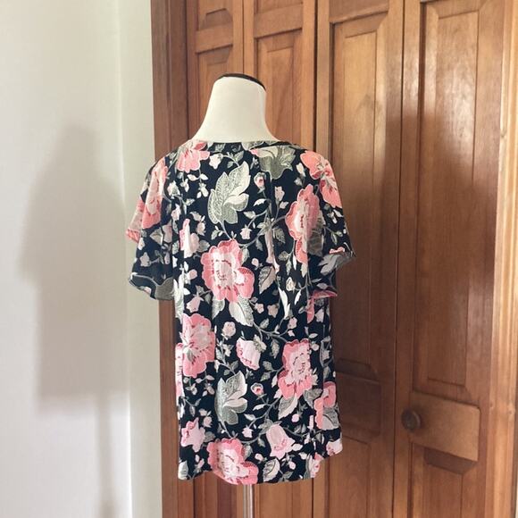 LOFT Floral Mixed Media Pullover Top, Size M - Picture 4 of 9